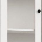 72" White Solid Wood Adjustable Six Tier Library Bookcase with Four Doors