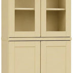 72" Yellow Solid Wood Adjustable Six Tier Library Bookcase with Four Doors