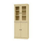 72" Yellow Solid Wood Adjustable Six Tier Library Bookcase with Four Doors