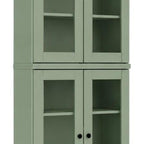 72" Sage Solid Wood Adjustable Six Tier Library Bookcase with Four Doors