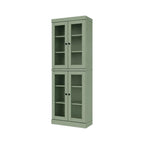 72" Sage Solid Wood Adjustable Six Tier Library Bookcase with Four Doors