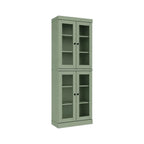72" Sage Solid Wood Adjustable Six Tier Library Bookcase with Four Doors