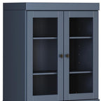 72" French Blue Solid Wood Adjustable Six Tier Library Bookcase with Four Doors