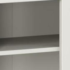 72" Off White Solid Wood Adjustable Six Tier Library Bookcase with Four Doors