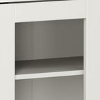 72" Off White Solid Wood Adjustable Six Tier Library Bookcase with Four Doors
