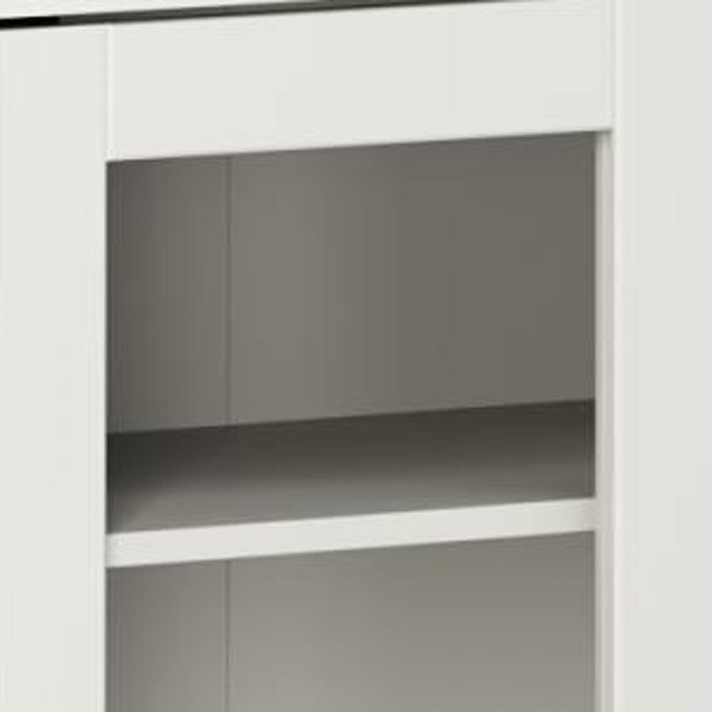 72" Off White Solid Wood Adjustable Six Tier Library Bookcase with Four Doors