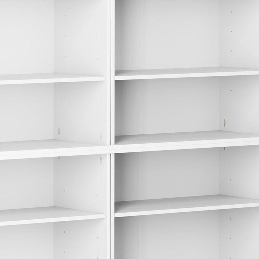 72" White Solid Wood Adjustable Twelve Tier Library Bookcase