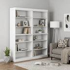 72" White Solid Wood Adjustable Twelve Tier Library Bookcase
