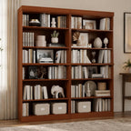 72" Coffee Solid Wood Adjustable Twelve Tier Library Bookcase