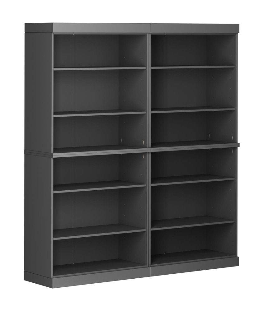 72" Gray Solid Wood Adjustable Twelve Tier Library Bookcase