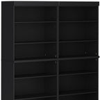 72" Black Solid Wood Adjustable Twelve Tier Library Bookcase
