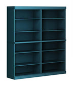 72" Teal Blue Solid Wood Adjustable Twelve Tier Library Bookcase