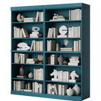 72" Teal Blue Solid Wood Adjustable Twelve Tier Library Bookcase