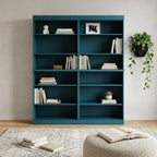72" Teal Blue Solid Wood Adjustable Twelve Tier Library Bookcase