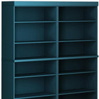 72" Teal Blue Solid Wood Adjustable Twelve Tier Library Bookcase