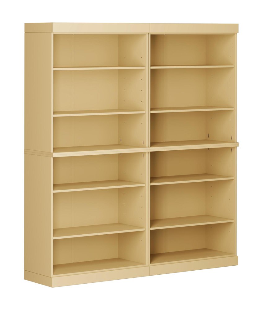 72" Yellow Solid Wood Adjustable Twelve Tier Library Bookcase
