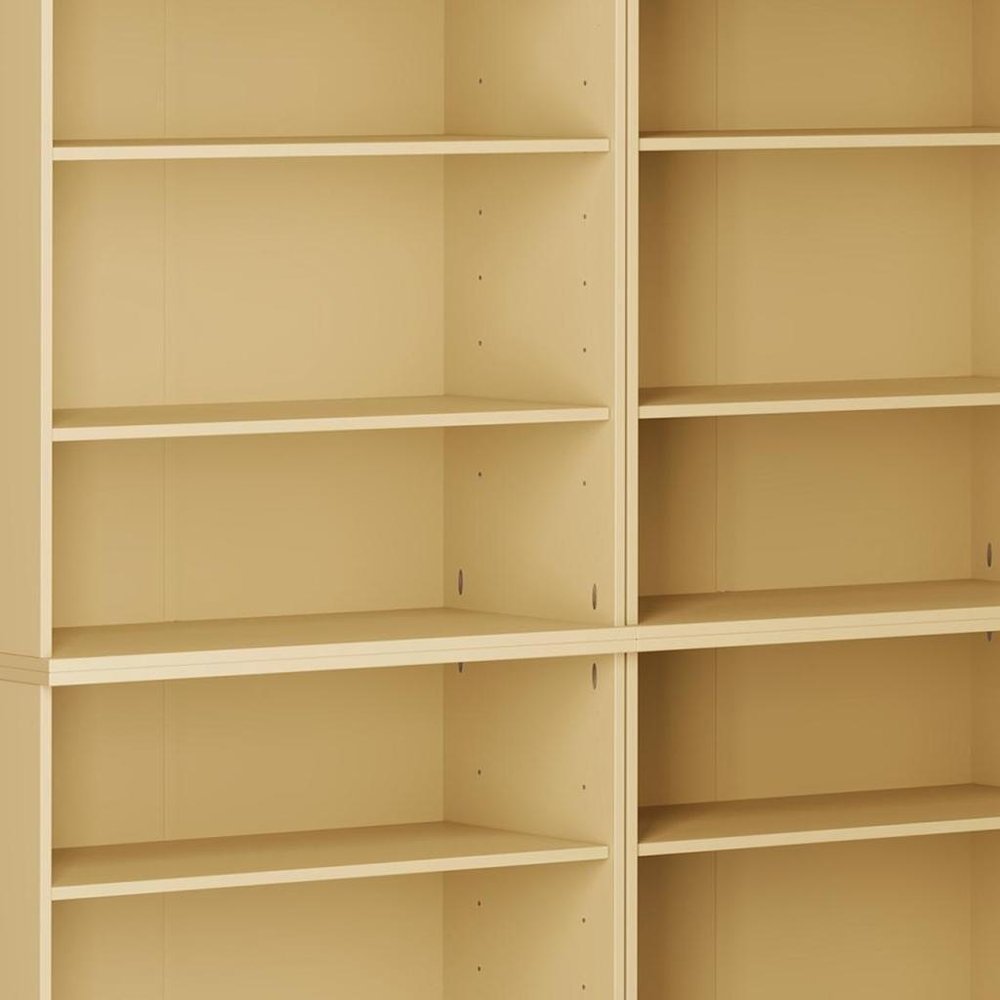 72" Yellow Solid Wood Adjustable Twelve Tier Library Bookcase