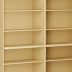 72" Yellow Solid Wood Adjustable Twelve Tier Library Bookcase