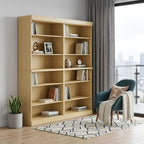 72" Yellow Solid Wood Adjustable Twelve Tier Library Bookcase