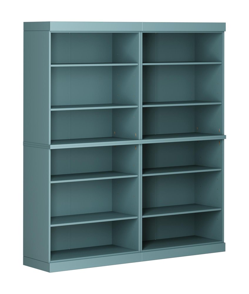 72" Aqua Solid Wood Adjustable Twelve Tier Library Bookcase