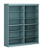 72" Aqua Solid Wood Adjustable Twelve Tier Library Bookcase