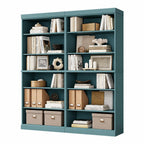 72" Aqua Solid Wood Adjustable Twelve Tier Library Bookcase
