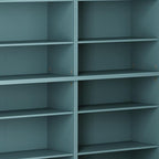 72" Aqua Solid Wood Adjustable Twelve Tier Library Bookcase