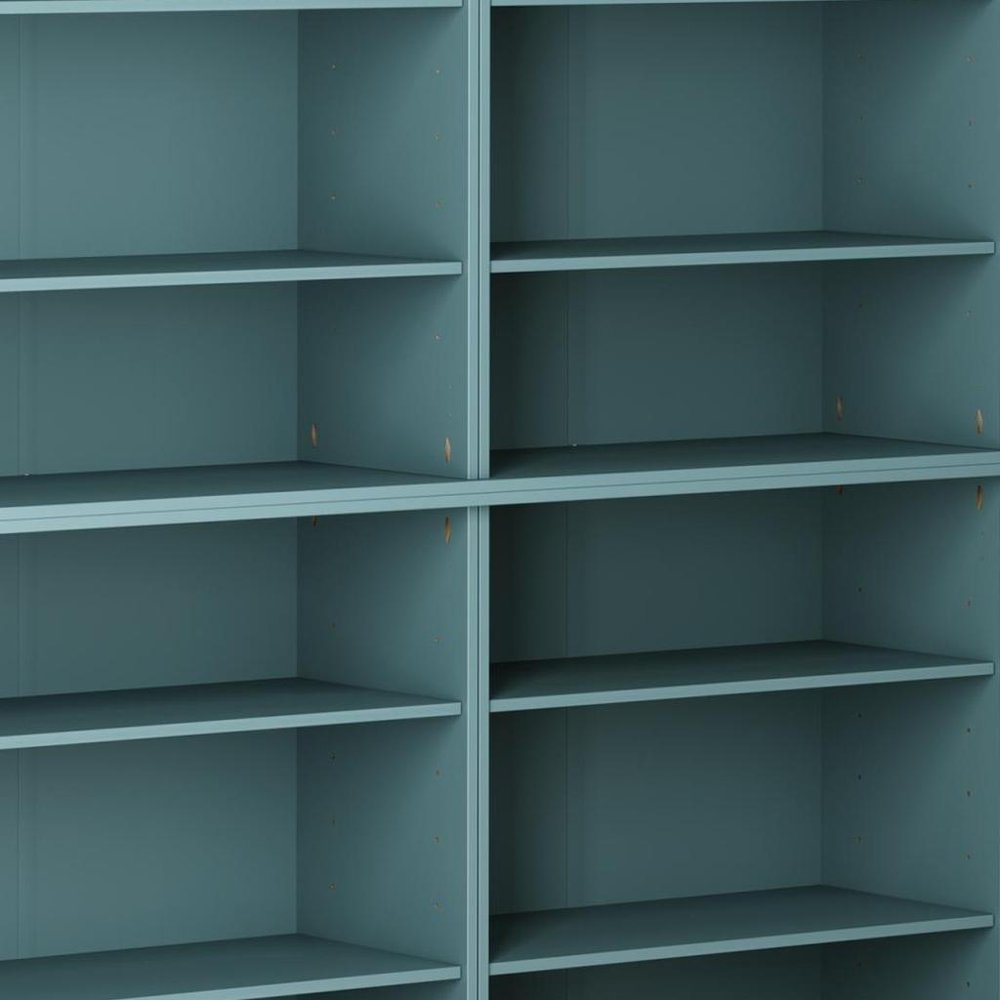 72" Aqua Solid Wood Adjustable Twelve Tier Library Bookcase