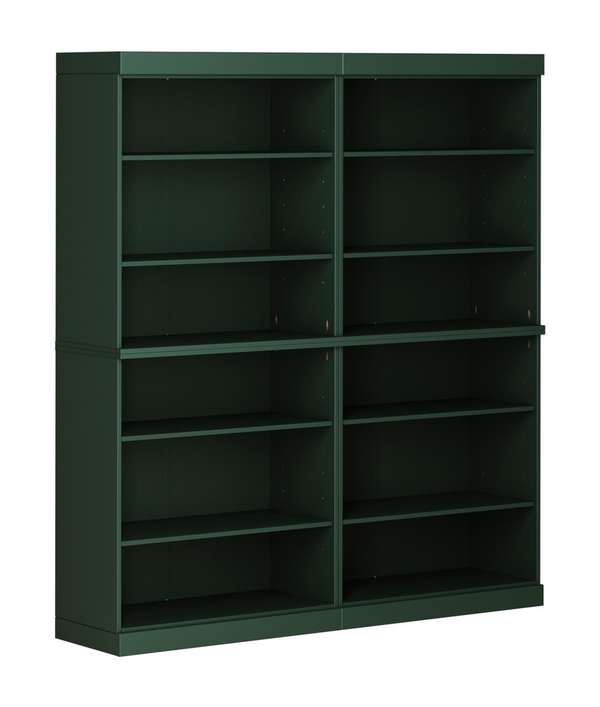 72" Green Solid Wood Adjustable Twelve Tier Library Bookcase