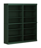 72" Green Solid Wood Adjustable Twelve Tier Library Bookcase