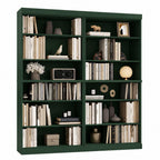 72" Green Solid Wood Adjustable Twelve Tier Library Bookcase