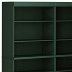72" Green Solid Wood Adjustable Twelve Tier Library Bookcase