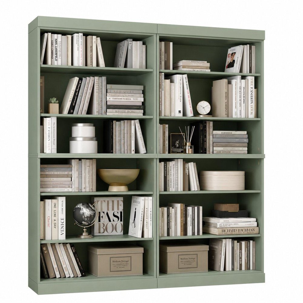 72" Sage Solid Wood Adjustable Twelve Tier Library Bookcase