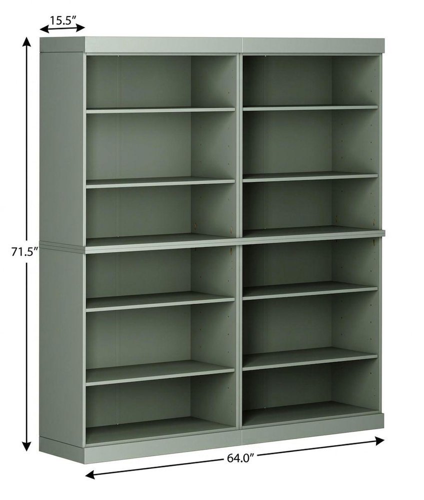 72" Sage Solid Wood Adjustable Twelve Tier Library Bookcase