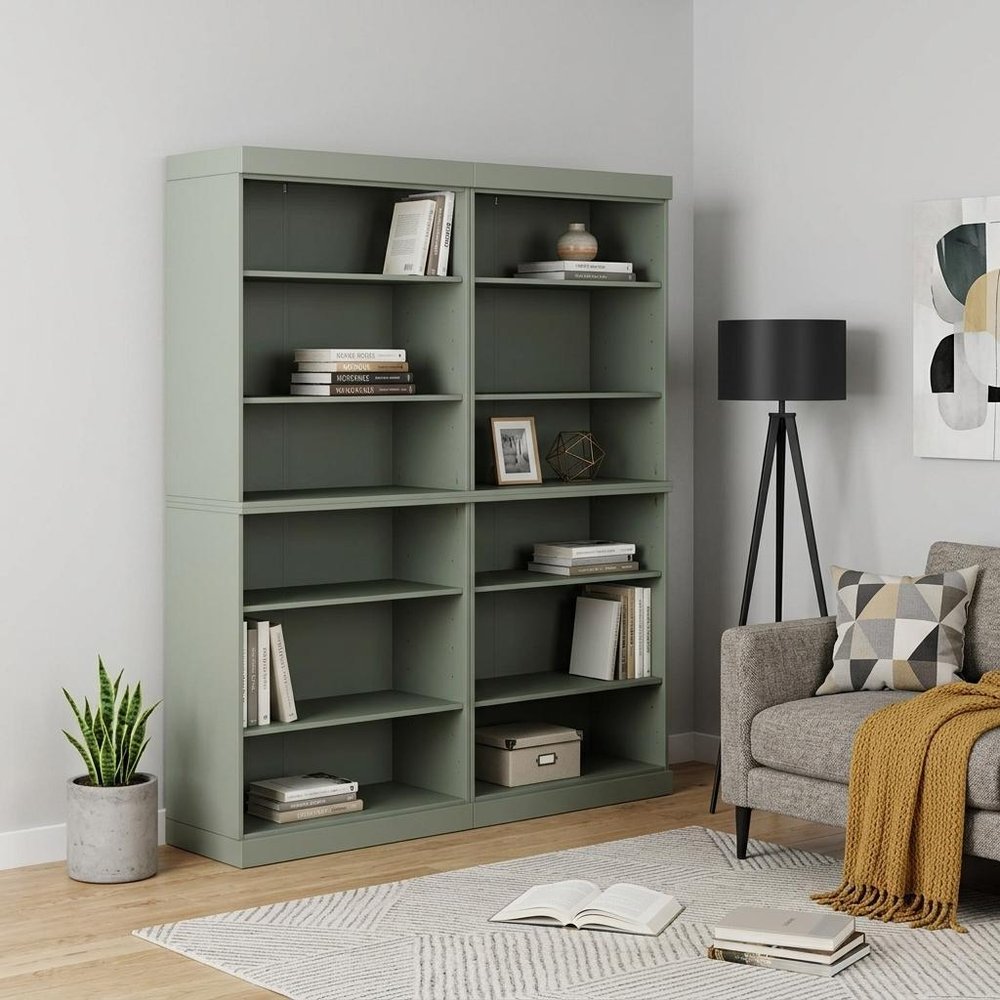 72" Sage Solid Wood Adjustable Twelve Tier Library Bookcase