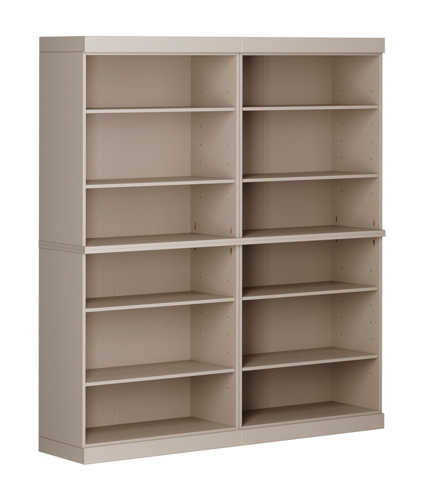 72" Beige Solid Wood Adjustable Twelve Tier Library Bookcase