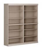 72" Beige Solid Wood Adjustable Twelve Tier Library Bookcase