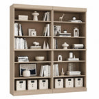 72" Beige Solid Wood Adjustable Twelve Tier Library Bookcase