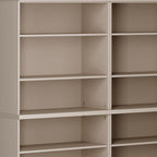 72" Beige Solid Wood Adjustable Twelve Tier Library Bookcase