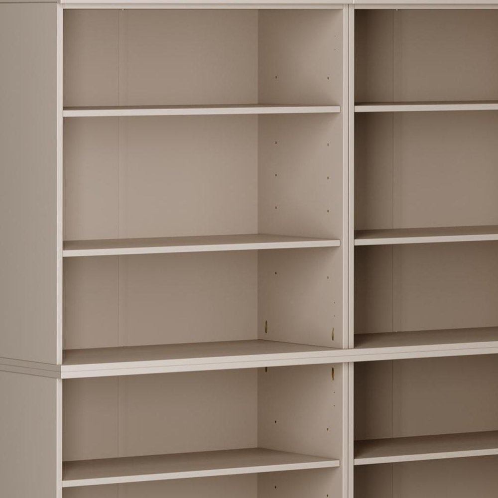 72" Beige Solid Wood Adjustable Twelve Tier Library Bookcase