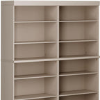 72" Beige Solid Wood Adjustable Twelve Tier Library Bookcase