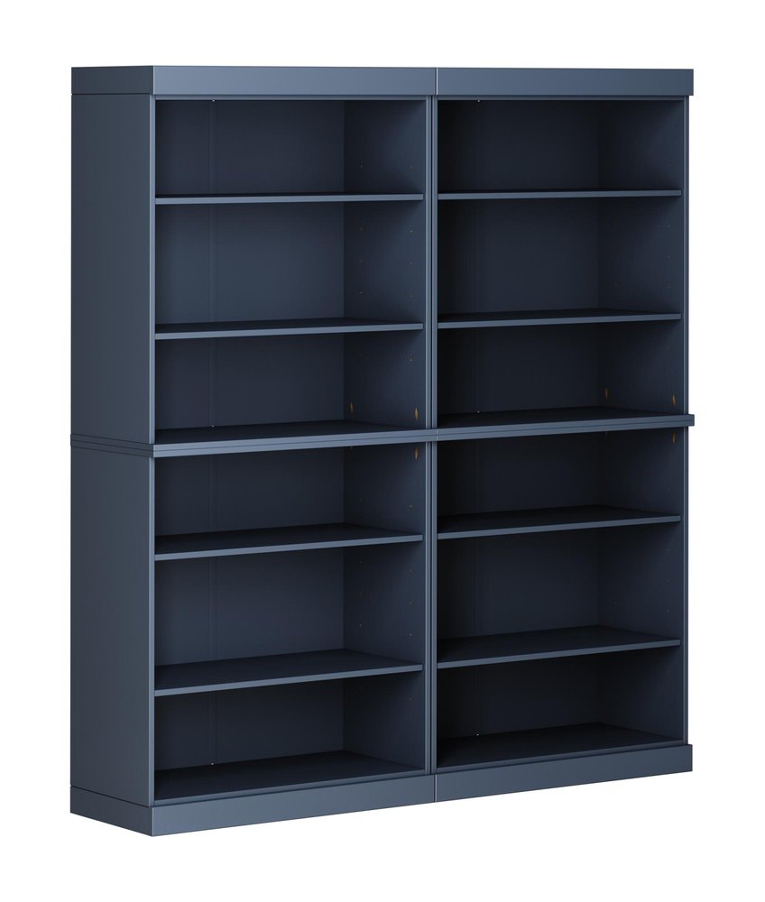 72" French Blue Solid Wood Adjustable Twelve Tier Library Bookcase