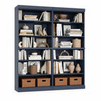 72" French Blue Solid Wood Adjustable Twelve Tier Library Bookcase