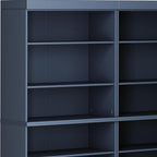 72" French Blue Solid Wood Adjustable Twelve Tier Library Bookcase
