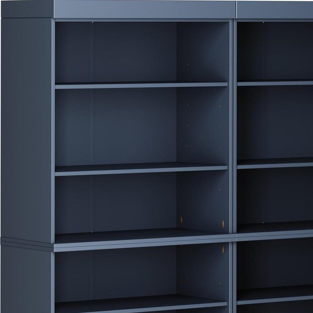 72" French Blue Solid Wood Adjustable Twelve Tier Library Bookcase