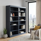 72" French Blue Solid Wood Adjustable Twelve Tier Library Bookcase