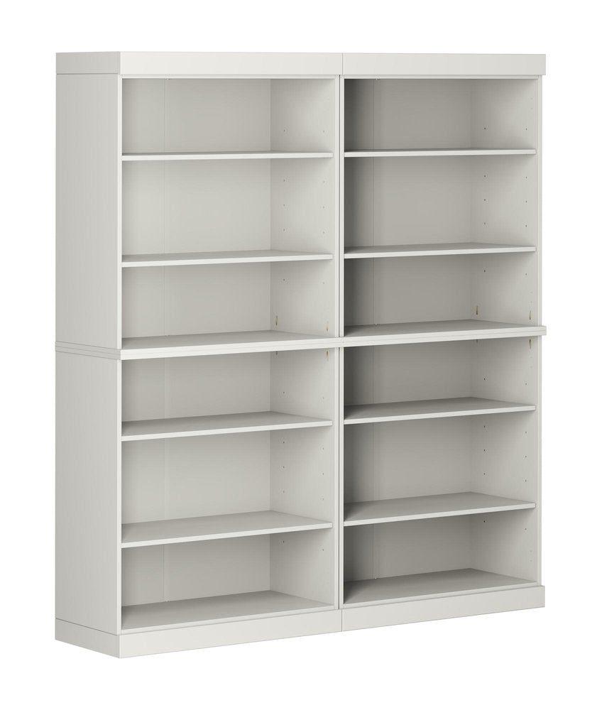 72" Off White Solid Wood Adjustable Twelve Tier Library Bookcase