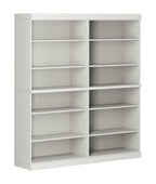 72" Off White Solid Wood Adjustable Twelve Tier Library Bookcase