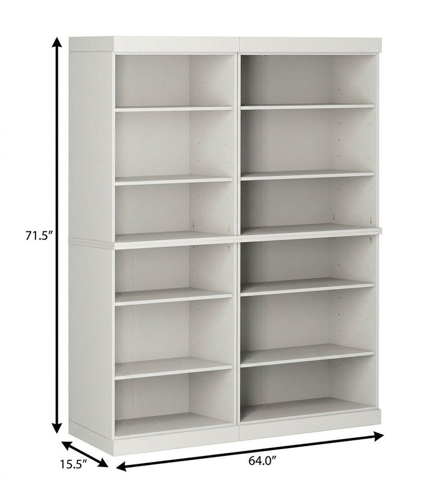 72" Off White Solid Wood Adjustable Twelve Tier Library Bookcase