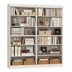 72" Off White Solid Wood Adjustable Twelve Tier Library Bookcase